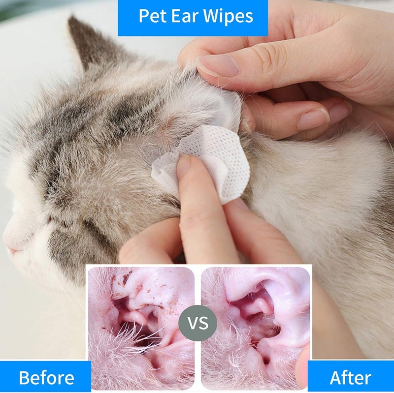 Opula Dog Ear Eye Cleaner Wipes,300 Count Cat Eye Ear Cleaning Wipes,Pet Wipes,150pcs Tear Stain Remover Wipes+150pcs Ear Wax Wipes,Non-Irritating,Dog&Cat Universal,Eliminate Odor - Image 3